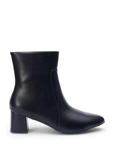 Zizzi Wide fit - Ankelboots med klack i läder, Black, Packshot image number 0