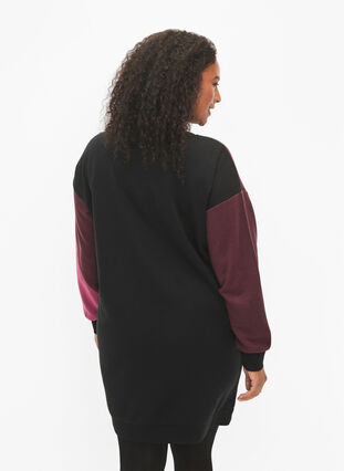 Zizzi Lång sweatshirt med blockfärger, Fudge Color B. , Model image number 1