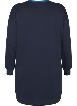 Zizzi Lång sweatshirt med färgblock, Navy B. Color Block, Packshot image number 1