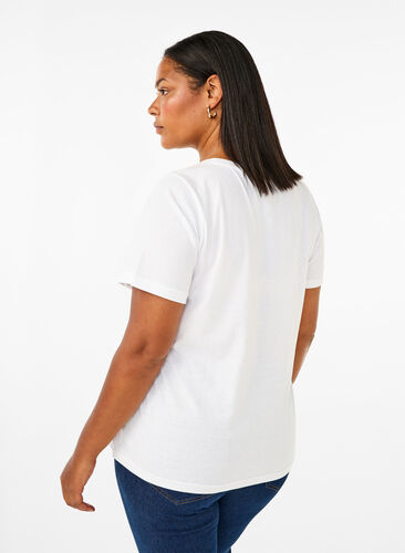 Zizzi T-shirt från FLASH med tryck, Bright White Flower, Model image number 1