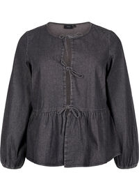 Peplum blus i denim med knytband