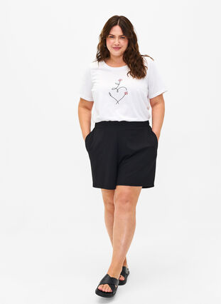 Zizzi T-shirt från FLASH med tryck, Bright White Heart, Model image number 2