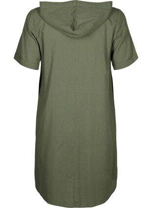 Zizzi Huvklänning i bomullsblandning med linne, Deep Lichen Green, Packshot image number 1