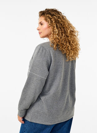 Zizzi Sweatshirt med kontrastsömmar, Medium Grey Mél, Model image number 1