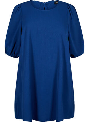 Zizzi Kort klänning med rosett baktill, Estate Blue, Packshot image number 0