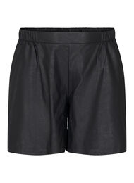 Shorts i läderimitation med lös passform, Black