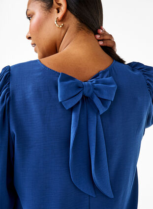 Zizzi Kort klänning med rosett baktill, Estate Blue, Model image number 2