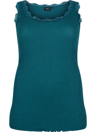 Zizzi Topp med spetskant, Deep Teal, Packshot image number 0