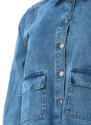 Zizzi Skjortjacka i denim med fickor, Blue Denim, Packshot image number 2