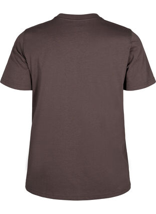 Zizzi Enkel t-shirt i bomull med rund halsringning, Chocolate Martini, Packshot image number 1