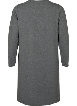 Zizzi Långärmad jerseyklänning med knappdetaljer, Dark Grey Melange, Packshot image number 1