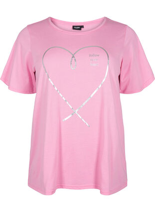 Zizzi FLASH - T-shirt med motiv, Begonia Pink, Packshot image number 0