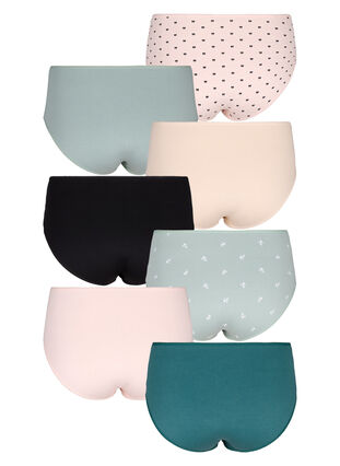 Zizzi 7-pack Briefs med normal midja, Iceberg Green Mix, Packshot image number 1