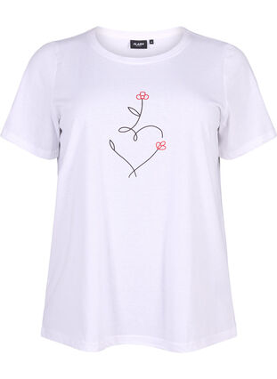 Zizzi T-shirt från FLASH med tryck, Bright White Heart, Packshot image number 0