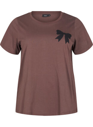 Zizzi T-shirt i bomull med fluga, C. Martini W. Black, Packshot image number 0