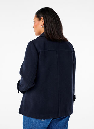 Zizzi Kort ullrock med fickor, Dark Navy, Model image number 1