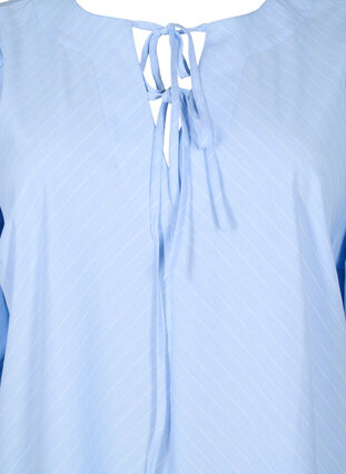 Zizzi Klänning med knytband och trekvartsärmar, Blue Stripe, Packshot image number 2