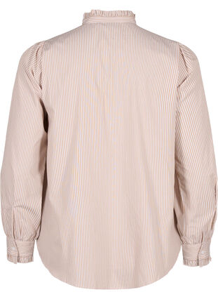 Zizzi Randig skjortblus med volanger, Silver Mink Stripe, Packshot image number 1