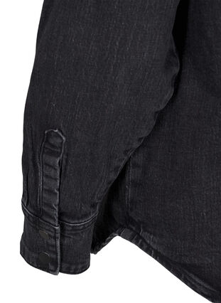 Zizzi Jeansskjorta med knappar och bröstfickor, Dark Grey Denim, Packshot image number 3