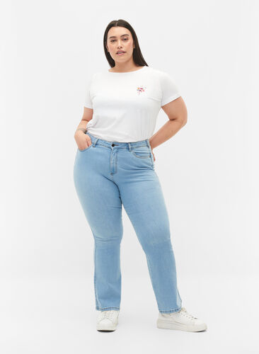 Zizzi Ellen bootcut jeans med hög midja, Ex Lgt Blue, Model image number 0