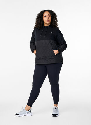 Zizzi Sweatshirt med huva och quilt, Black, Model image number 3