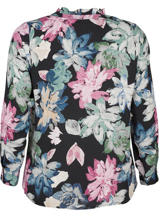 Zizzi Långärmad blus med blommigt tryck, Rose Flower AOP, Packshot image number 1